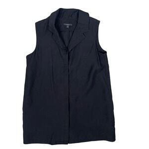 COS Womens Black Sleeveless Hidden Button Down Blouse Notched Collar Size 6